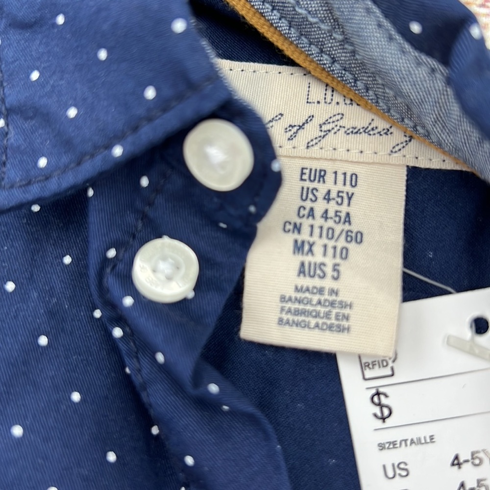 H&M Blue and White Button Down NWTs Size 4-5 - Picture 2 of 3